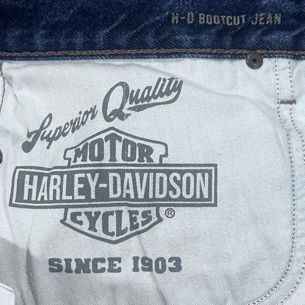Harley Davidson Jeans Mens 36x32 Heavy Duty BootCut MED Wash Heavy Denim‎ Moto